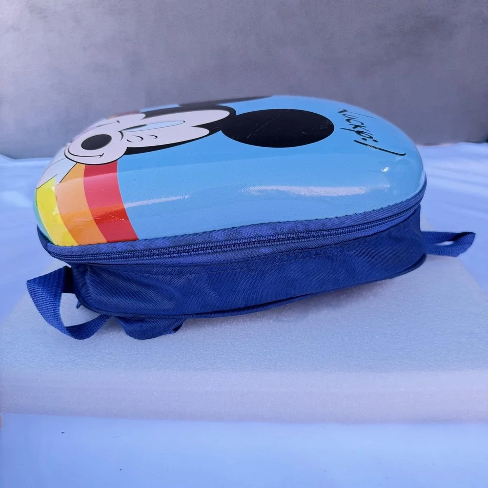 Mickey Mouse Kids Hard Shell Backpack Blue Rainbow Cartoon 14in Boys School Bag